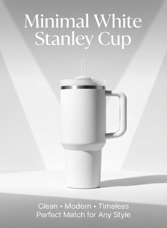 Stanley 40oz Quencher H2.0 Tumbler White – Tumbler with Straw, Stainless Steel Vacuum Insulated Mug with FlowState Lid & Straw, Reusable Bottle for Cold & Hot Drinks, Stanley Mug - Image 5